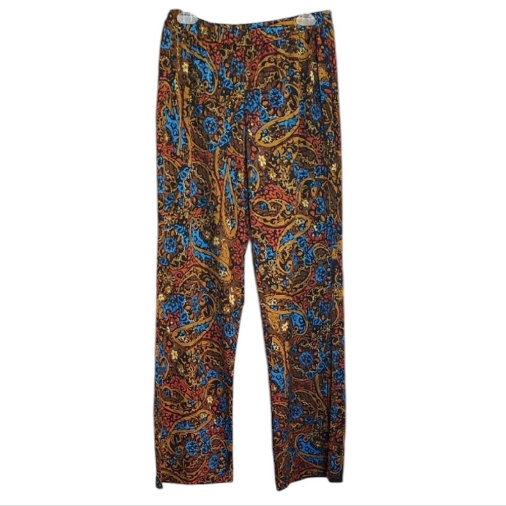 Women's Vibrant Multicolor Floral Animal Print Casual Fit Pants sz Large
